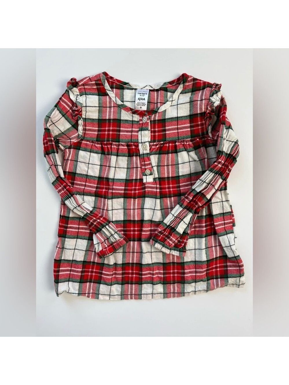 🩵 4/$20 Carter's Festive‎ Plaid Long Sleeve Top
